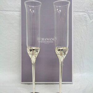 VERA WANG WEDGWOOD Love Knots Pair Sterling Silver Toasting Flutes CIB 2015
